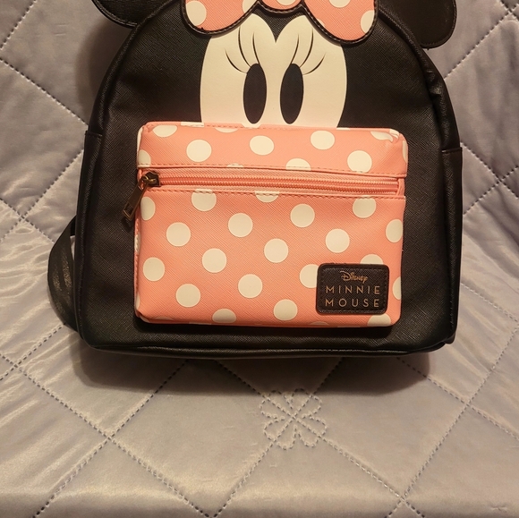 Disney Minnie Mouse Polka Dot Mini Backpack - Black and Pink - Picture 9 of 11